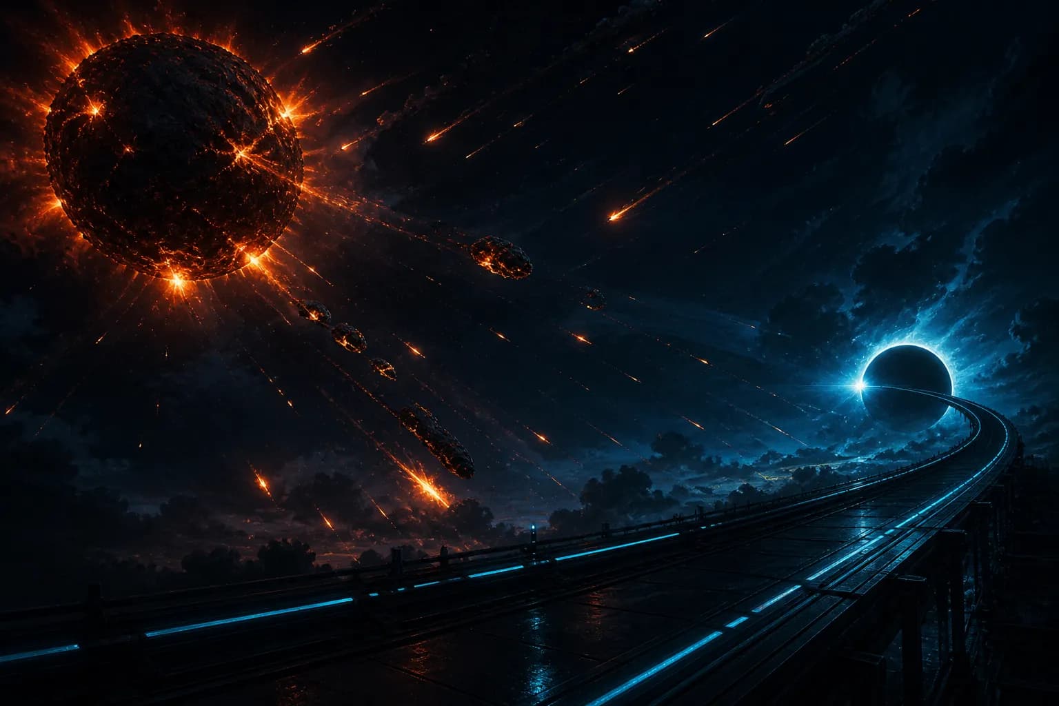 Slag-clearing as meteors; stock-clearance as showers; track overhaul as solar eclipse