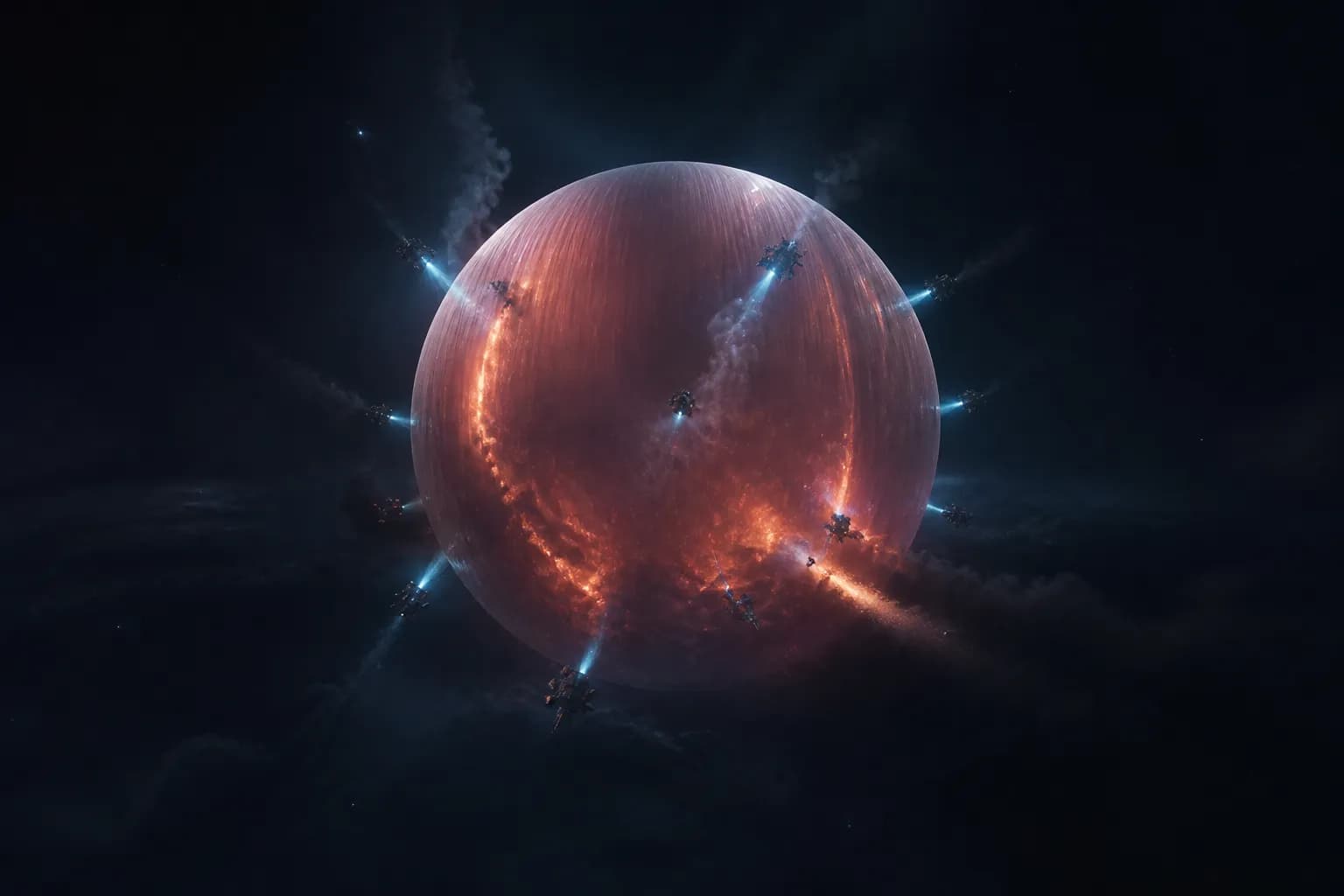 Red moon: craft inside the still-magnetic balloon spraying and burning to stop freeze